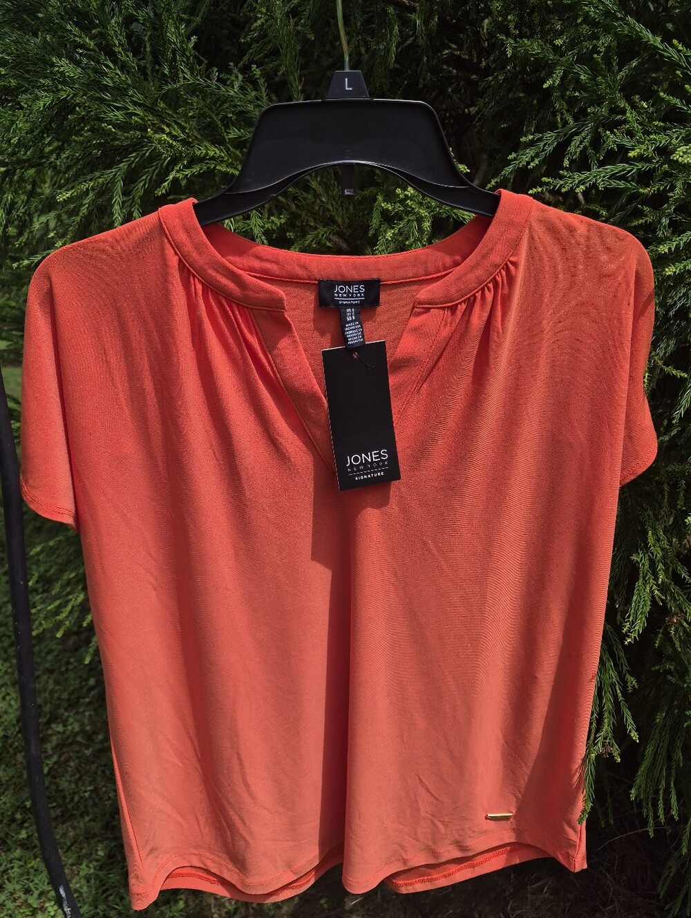 Jones New York Coral-Orange Short Sleeve Top Size SMALL New With Tags
